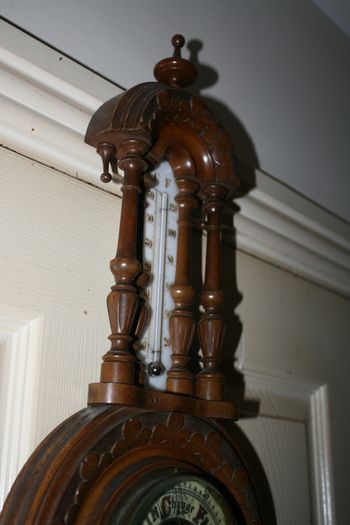 Vintage Barometer Thermometer Hand Carved Body Collectable 1950 Weather Checker L21"