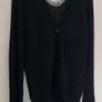 TWIN SET black cashmere mix with metallic silver detail and bell cuff sleeves Sz M (Fit 10-12 UK) - Rrp 220 (New) Image 2