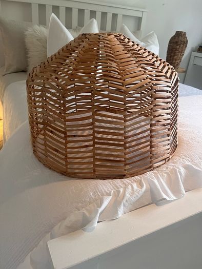 Kelly Hoppen vase with grasses & large wicker easy fit ceiling shade.