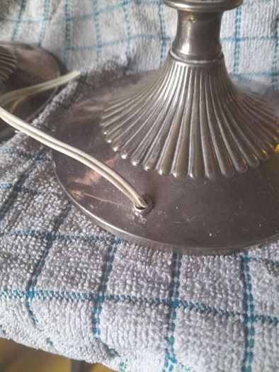vintage pair of silver plate lamps