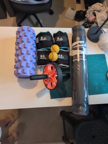 Fitness wheel, weight, massage roller, mat, balls