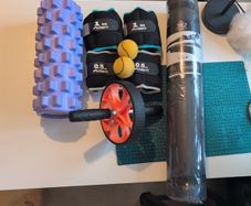 Fitness wheel, weight, massage roller, mat, balls