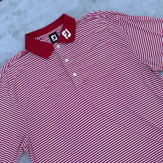 Red & White Striped Footjoy Golf Polo T-Shirt
