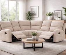 New Grey or Beige Fabric Recliner Corner Sofa