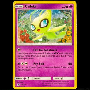 Celebi SM224 Rare Holo Black Star Promo S&M Sun and Moon Pokemon Card Swirl