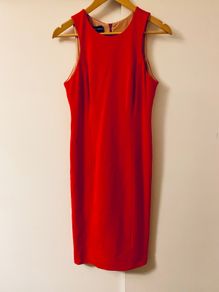 Stunning Claire O Connor luxury Irish designer dress in a bold, vibrant red.
