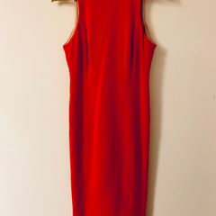 Stunning Claire O Connor luxury Irish designer dress in a bold, vibrant red.