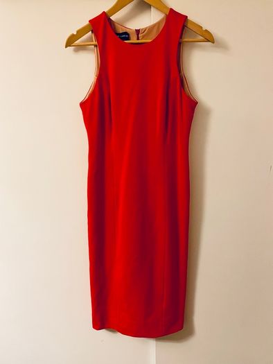 Stunning Claire O Connor luxury Irish designer dress in a bold, vibrant red.