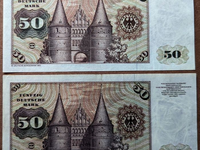 Germany (Federal Republic) - Set of 2 Banknotes: 50 Mark 1970 1980 33a 33d XF-AU