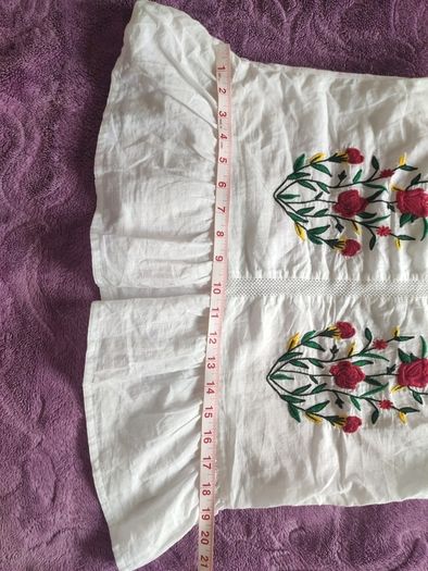 FF Tesco White Embroidered Floral Cotton Cami Top Peplum Hem