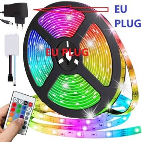 5m RGB Flexible Led Strip Lights 24 Key Remote 12V Power Supply Ful Kit Set
