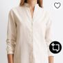 Marc O'Polo Striped Standing Collar Blouse Nautral Beige & White Organic Cotton Shirt Image 2