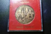 Vintage CITY OF LONDON Solid Bronze Coin 1.5"D in Original Red Holder