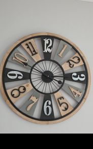 Large Rustic Wooden Numerical Round Wall Clock 60cm