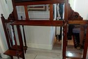 Large Edwardian entry wall mirror with shelves