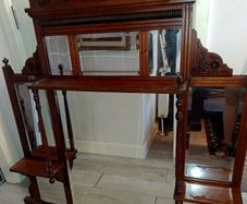 Large Edwardian entry wall mirror with shelves