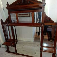 Large Edwardian entry wall mirror with shelves
