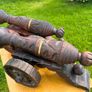 vintage large carved wooden cannons Image 3