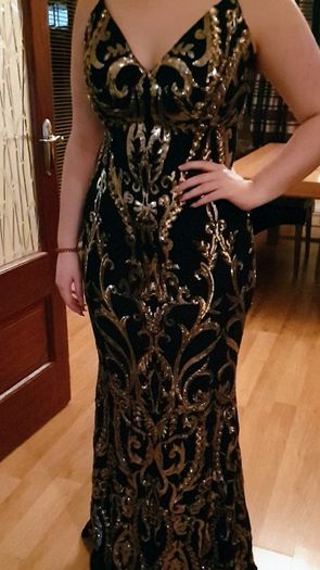 Black / Gold Ornate Sequin Strap Dress BRAND NEW!!!
