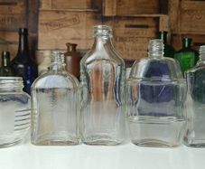 477 - Set of 5 Vintage Clear Glass Cork Screw Top Collectible Decorative Bottles