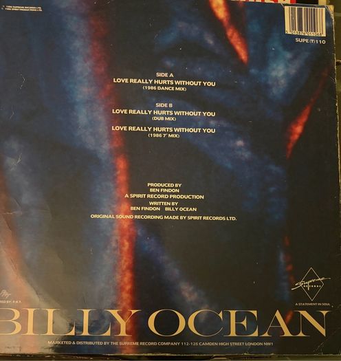 Billy Ocean Love Really Hurts Without You 1986 Dance Mix UK 12inch Vinyl