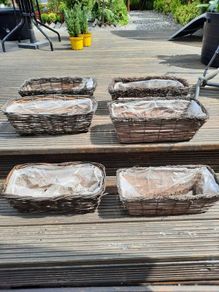 six wicker baskets