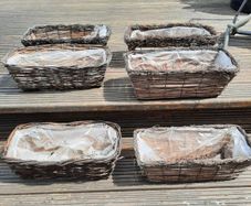 six wicker baskets