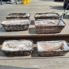 six wicker baskets