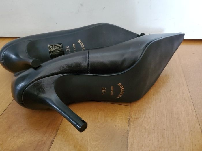 Rosanna ladies leather black dress up high heel shoes size 5 UK 38 EU NEW
