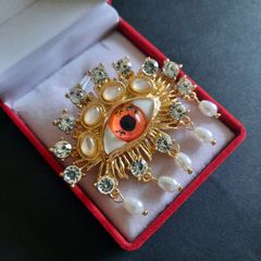 All-Seeing Eye Crystal Brooch Surrealistic Eye Pin Badge with Crystals Pin Mystical Spiritual Jewellery