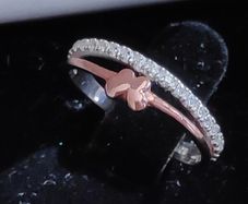 Girl's 925 Sterling silver ring with butterfly & CZ stones