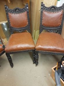Four antique chairs one needs repairing