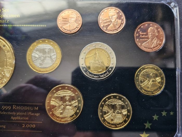 Northern Ireland Rhodium and 24k Gold Plated Specimen Titanic Set 2012 + Proof Medal UNC Only 2,000 Set's