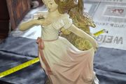 Vintage Large Tengra Valencia porcelain a girl in a white and pink dress with hand-painted roses, postage available or collection