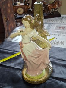 Vintage Large Tengra Valencia porcelain a girl in a white and pink dress with hand-painted roses, postage available or collection