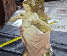 Vintage Large Tengra Valencia porcelain a girl in a white and pink dress with hand-painted roses, postage available or collection