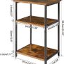 Industrial Side Table,End Table,Nightstand,3-Tier Storage Shelves,Steel Frame,for Hallway,Sofa,Living Room, Bedroom,Rustic Brown, 39 x 29 x 58.5 cm Image 2