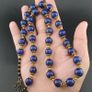 Vintage Blue Lapis Lazuli & Brass Beads Gemstone Necklace Image 3