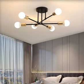 NEW SALE | Chandelier Light, 6 Lights Industrial Semi Flush Mount Ceiling Lamp, Vintage Chandelier Lighting for Living Room Bedroom Kitchen Dining Room Hallway E27