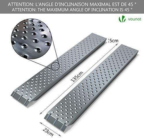 Loading Ramps, 2 Steel Ramps Heavy Duty for Van, Lawnmower, ATV, Quad Motorcycle, 400 kg Max Loading, 135 x 23 cm