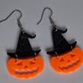Glitter Witch Hat Jack O' Lantern Pumpkin Earrings Image 6