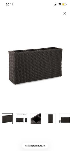 4 Pot Black Wicker Planter Box - Cadiz