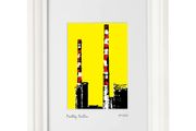 Poolbeg 1, yellow. Print by artist Helen Mathews