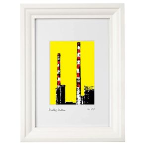 Poolbeg 1, yellow. Print by artist Helen Mathews