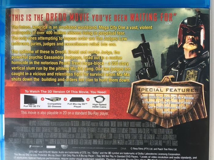 Dredd 3D [2012] Karl Urban [3D/Blu-ray Movie]