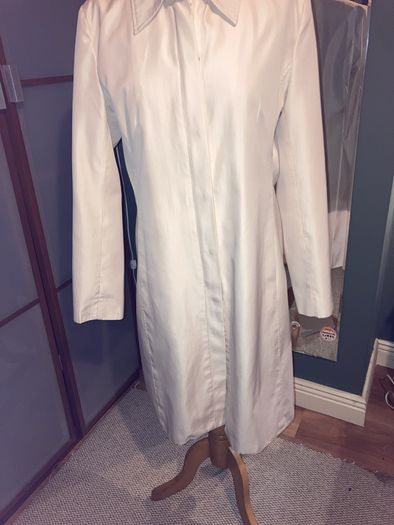 Pepper Corn Zip Up Cream Coat - Fully lined - Size M