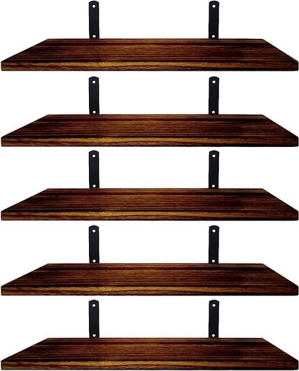 Shelves Wood Wall Mounted Shelf, Rustic Shelves Set Of 5 Multiple Colours Available (free Shipping)