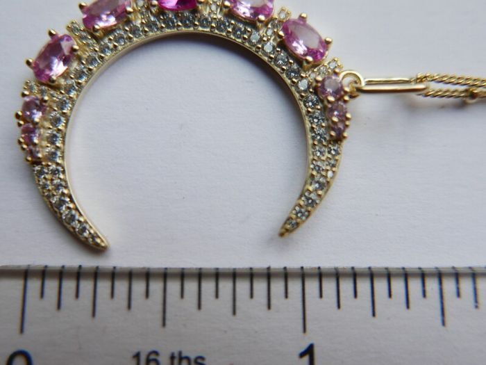 Vintage Sterling Silver 925 Gold Plated Moon Pendant Necklace length 20" - 6,1g