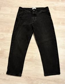 Black Relaxed Fit Jeans W36 L30 Stretch Denim