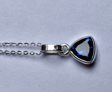 Silver Pendant with Royal Blue Triangle cut Tanzanite Stone